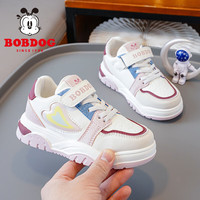 巴布豆(BOBDOG)女童鞋软底低帮板鞋春秋款儿童运动鞋 101541022 白/浅粉红30 30码内长19.3cm/适合脚长18.3cm