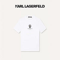 Karl Lagerfeld卡尔拉格斐轻奢老佛爷男装 2024春夏款KL钉珠休闲 短袖T恤 白色 48