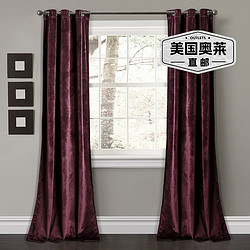 LUSH DECOR Prima 天鹅绒纯色索环滤光窗帘面板套装 - 紫红色 【美