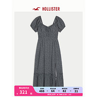 HOLLISTER24春夏柔软甜美修身泡泡袖中长款连衣裙女 356588-1 海军蓝色碎花 S (165/88A)