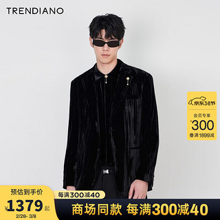 TRENDIANO 经典系列雅致丝绒合体西装外套男 黑色090 M
