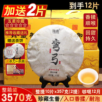 隆晨整箱10片2021年易武弯弓普洱茶生茶茶饼生普古树茶云南七子饼茶叶 整箱10片+送2片 3570克 * 1箱