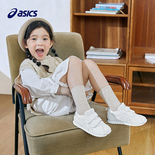 asics亚瑟士童鞋经典透气舒适男女童学步鞋1-3岁皮面小白鞋 101_白花色 25码（内长15.5CM）