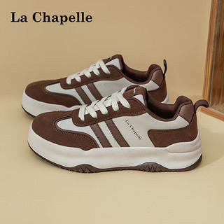 La Chapelle 女鞋美拉德德训鞋女2024春季小众设计感休闲百搭厚底板鞋女 LA-L201杏色 37