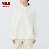無印良品 MUJI 無印良品  女式棉桑蚕丝立领罩衫女士长袖衬衫春季款早春BCA92C4S 米白色 M (160/84A)