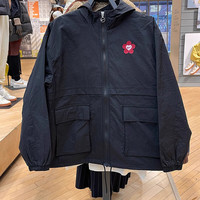 NIKE耐克外套女装 2024春小花时尚百搭休闲服连帽运动夹克 HF1130-010 XL