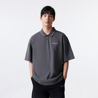 杰克·琼斯（JACK&JONES）春夏男士商务字母刺绣装饰撞色螺纹翻领POLO衫男装224206040 E39锻钢灰 常规 E39锻钢灰 165/88A/XS