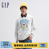 Gap男女装春季2024LOGO学院风宽松廓形卫衣885517休闲上衣 浅灰白 175/96A(L)亚洲尺码