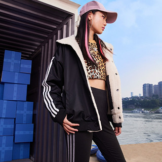 adidas 阿迪达斯 双面穿加厚保暖仿羊羔绒夹克外套女装adidas阿迪达斯官方三叶草