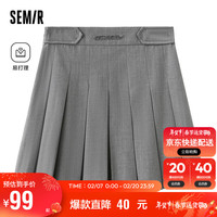 森马（Semir）半身裙女易打理A字百褶裙百搭春季小个子字母短裙潮101123120003 花灰色调00400