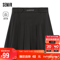 森马（Semir）半身裙女易打理A字百褶裙百搭春季小个子字母短裙潮101123120003 黑色90001 XXL