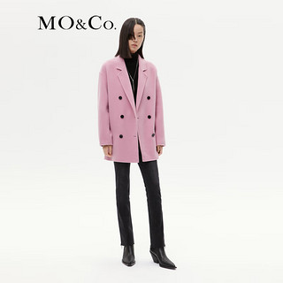 MO&Co.2023冬【美丽诺绵羊毛】宽松双面呢大衣外套MBC4COT040 藕粉色 M/165