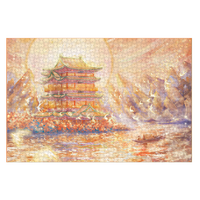 金卡罗高级古风国潮拼图1000片黄鹤楼治愈系解闷成人潮玩具平面裱框 1000片滕王阁+默认原木相框