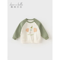 戴维贝拉(DAVE&BELLA)男童卫衣长袖小童上衣休闲儿童衣服套头衫2024春装宝宝打底衫 灰绿 100cm(身高90-100cm)