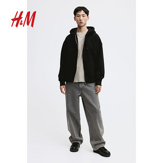 H&M2024春男装卫衣时尚休闲通勤大廓形拉链连帽衫1122929 白色 180/124A XXL