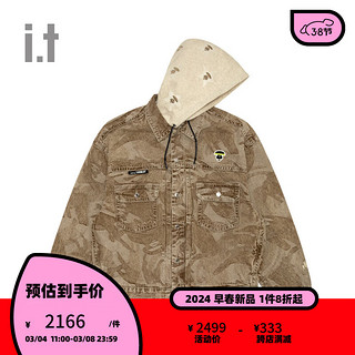 Aape it 男装做旧连帽牛仔夹克2024春夏复古街头外套7588MXL BGX/棕色 M