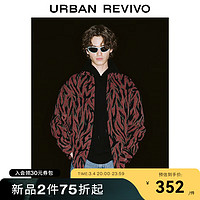 UR2024春季男装时髦撞色提花翻领长袖开襟衬衫UMV240008 大红色 XL