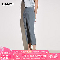 LANDI 蓝地 灰蓝色直筒修身西装裤女2023年夏季新款小个子显瘦长裤 灰蓝色 L