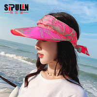 斯普琳 遮阳帽女夏韩版可折叠空顶帽遮脸大檐帽户外防晒帽子春秋骑行出游太阳帽女 玫红 均码