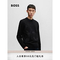 BOSS【陈立农同款龙年】男士24早春刺绣艺术图案毛衣 001-黑色 EU:XXL