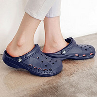 卡骆驰（crocs）洞洞鞋男女鞋 春夏休闲鞋凉鞋贝雅鞋沙滩鞋镂空凉拖鞋 深蓝色贝雅/侧镂空/拍小一码 34-35