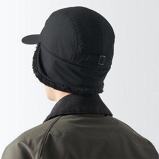 无印良品（MUJI）不易沾水 可遮耳 棒球帽 耳罩帽子一体 DBB08A3A 黑色 56-59cm