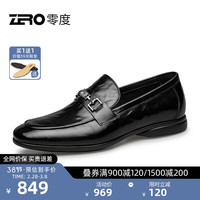 零度Zero男士商务休闲皮鞋2024春夏真皮软底软面轻便舒适套脚男鞋 黑色DF1817(金属搭扣) 43