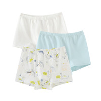 幼岚(ALLBLU)幼岚「Buka裤」儿童棉氨内裤24春季男女童不卡PP平角裤3件装 男童云白+云白恐龙+星光蓝 100cm