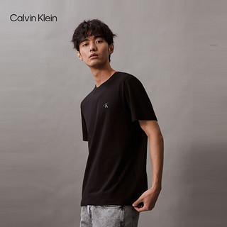 Calvin Klein Jeans24春夏男士休闲通勤字母印花舒适宽松短袖T恤J325573 BEH-太空黑 L