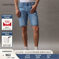 Calvin Klein Jeans24春夏男士经典标牌水洗微弹休闲牛仔短裤J325334 1AA-牛仔浅蓝 34