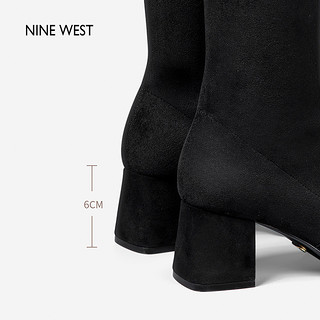 Nine West/玖熙高跟长靴女秋冬弹力靴黑色显瘦过膝瘦瘦靴时尚