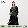 eifini 伊芙丽 翻领设计随性微廓版型皮质风衣2024春装气质高级感外套 黑色 155/80A/S