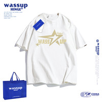 WASSUP HINGE美式潮牌短袖t恤男2024夏季装宽松纯棉半袖衣服