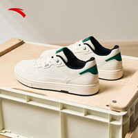 安踏（ANTA）板鞋男2024春季革面百搭轻质运动板鞋小白鞋子男 象牙白/椒青绿-3 40