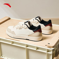 安踏(ANTA)板鞋男2024春季革面百搭轻质运动板鞋小白鞋子男 象牙白/白垩色/郁绣色/黑色-4 40.5