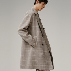 peacebirdmen太平鸟男装男士格纹羊毛双面呢大衣bwaad4104