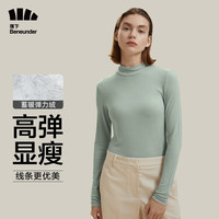 蕉下（beneunder）打底衫女小蛮腰秋冬摇粒绒长袖半高领亲肤挚映中暖菁梅绿M 【升级款】【中适暖】菁梅绿