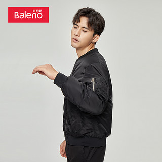 Baleno 班尼路 潮流男装时尚休闲拉链插袋纯色秋冬舒适保暖夹棉外套棉服