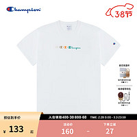 Champion 冠军季刺绣大C草写字母LOGO圆领T恤男 白色 L