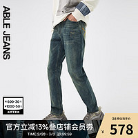 ABLE JEANS【大V裤】24春季男士双芯高弹力复古牛仔裤801509 浅复古绿 36/34