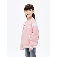 little MO&Co.亲子装 little moco童装24春装男女童复古学院棒球服外套夹克 柔粉色 110/56