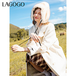 La·go·go 拉谷谷 Lagogo拉谷谷2023年冬季新款双面呢西装领气质羊毛大衣女毛呢外套
