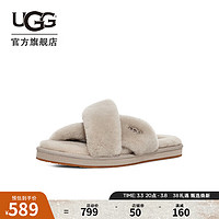 UGG 春季女士休闲交叉时尚平底毛拖鞋1138116GOA|山羊棕色36