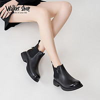Walker Shop 奥卡索 女靴秋冬女士切尔西靴女时尚休闲短靴女E135506 黑色 40