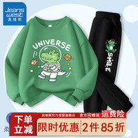 真维斯童装男童休闲套装儿童春季衣服中大童韩版宽松春装 【薄款套装03】草绿黑色 150