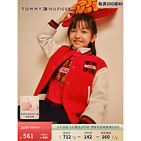 TOMMY HILFIGER【龙年系列】 24早春童装女学院拼色刺绣圆领卫衣TH2412090 红色104 S/140cm