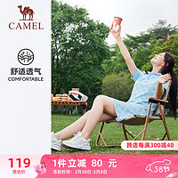 CAMEL 骆驼 时尚字母印花休闲翻领女士运动连衣裙 J23MAVLR001 粉蓝 L