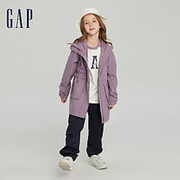 Gap 盖璞 女童春秋LOGO防风雨连帽时髦外套儿童装甜美洋气风衣810366