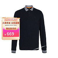 HUGO BOSS 商务休闲刺绣徽标棉质长袖Polo衫 50499331 黑色 S