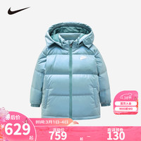 NIKE 耐克童装女童短款羽绒服23冬季90%含绒量可拆卸帽子儿童保暖上衣 海蓝 130/64(6X)